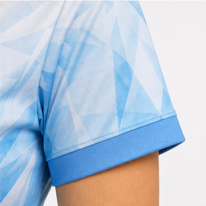 Polo à manches courtes pour femme, bleu ciel, motif géométrique, logo personnalisé, séchage rapide, sublimation, vêtements de sport pour le golf - Product Image 6