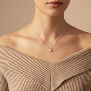 0.20CTW Round Bezel-<b>Framed</b> Hexagon Pendant Necklace - Product Image 6