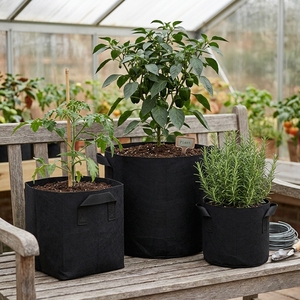 Premium Low EC Coco Husk Chips Non Woven Fabric Black Grow <b>Bag</b> with Handles Flower Growing Medium Hydroponics Greenhouse Nursery - Product Image 4