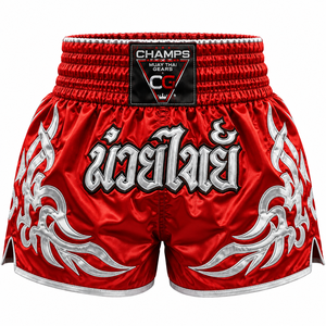 Pantalones Cortos de Satén Tradicionales de Muay Thai con Gráficos Bordados al Estilo Tailandés - Product Image 5