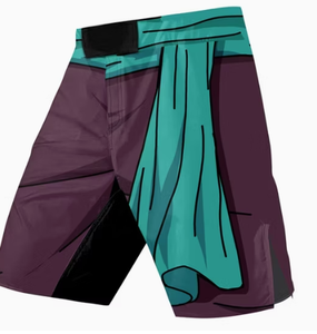 Pantalones cortos de MMA naranja para hombre con estampado floral y geométrico azul, de secado rápido, para artes marciales mixtas, corte regular - Product Image 4