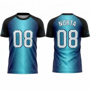 Camiseta de Fútbol Sublimada Crested Royal, Impresión Digital, Azul y Negra, Manga Raglán, Uniforme de Equipo, Ropa Deportiva - Product Image 5