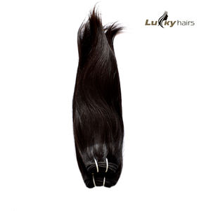 Extensions de cheveux humains indiens à double trame naturelle non traitée couleur noire pas cher qualité de la machine à faisceaux bruts droits - Product Image 4