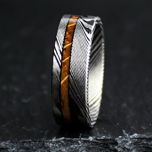 Anillos de Acero de Damasco con Textura en Capas, Hechos a Mano por FOX IMPEX, Joyería Moderna y Duradera, Negro Mate - Product Image 3