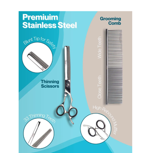 Premium Pet Grooming <b>Scissors</b> Set – Made from High-Quality Stainless Steel, Professional <b>Dog</b> & Cat Hair Cutting Kit with Case - Product Image 5