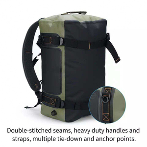 Olive Green Nylon <b>Duffle</b> <b>Bag</b> 30-40L Water Resistant Zipper Closure Unisex Casual Outdoor Travel <b>Bag</b> - Product Image 5