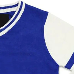 Suéter Cárdigan Universitario para Hombre y Mujer, Azul y Blanco, Tejido, Cuello en V, Manga Larga, Color Sólido, para Otoño - Product Image 2