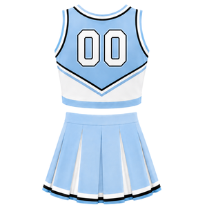 Ensemble uniforme de cheerleading bleu ciel : Crop top et jupe plissée pour compétition de danse d'équipe, tenue de performance sportive - Product Image 2