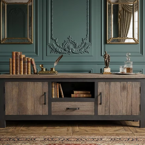 Aparador para TV Azora de Madera de Teca Sólida, 4 Cajones, Diseño Contemporáneo, Acabado Ecológico, Aparador Resistente para Bar - Product Image 4