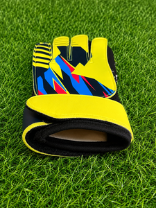 Yellow Black Unisex Football Goalkeeper Gloves Sublimation Print PU Leather <b>Half</b> Finger Non <b>Slip</b> Breathable Adjustable Wrist - Product Image 2