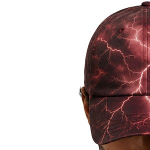 หมวกเบสบอลลายสายฟ้าสีแดงเลือดหมู ปรับขนาดได้ ผ้าฝ้าย สไตล์ Dad Hat แฟชั่นสตรีทแวร์ กีฬา ยูนิเซ็กซ์ รับผลิตตามแบบ OEM ODM ขายส่งจากโรงงาน - Product Image 3