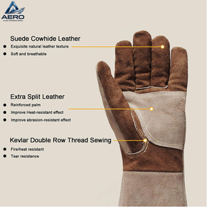 Wholesale Rate Multi-Purpose New Arrival Customized Full Suede Protection All-Brown Cow Split Leather Industrial Welding <b>Gloves</b> - Product Image 5