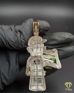 Pendentif Money Stack entièrement serti de diamants Moissanite étincelants en argent 925 - Product Image 2