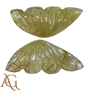 Quartz rutilé jaune naturel sculpté, gravure en intaglio Winks, pierre précieuse en vrac, fabrication de bijoux, vente en gros, calibré - Product Image 3