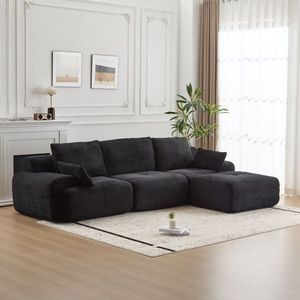 Modern Pet-Friendly Corduroy F Sectional Sofa Large Memory Foam Compressed Living Room Couch Cloud Modular Design - Product Image 1