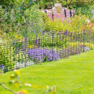 4 pannelli 36 \ "L X 39 \" H recinzione da giardino in metallo senza scavare confine temporaneo per cortile esterno cortile barriera per cani 1 cancello decorativo - Product Image 4