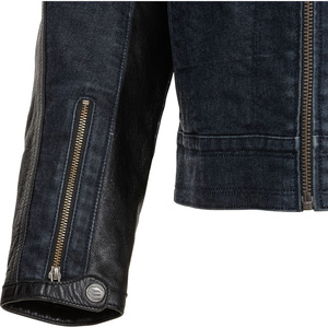 Men's <b>Denim</b> <b>Jacket</b> Moto Biker Style Stand Collar Single Button Closure Washed Cotton Regular Fit Solid Color Pockets Winter Wear - Product Image 5