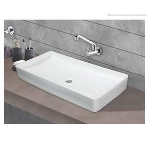 770x380x110mm glossy white rectangular wall hung ceramic wash basin floating semi pedestal modern - Product Image 3