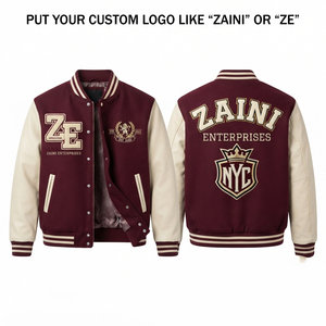 เสื้อแจ็คเก็ตวาร์ซิตี้ ZAINI ZE-339 สำหรับผู้ชายและผู้หญิง ผ้าวูล/โพลีเอสเตอร์ 500 GSM กันลม คอตั้ง โลโก้ปั๊มนูน แขน PU ปลายแขนถักแบบริบ - Product Image 1