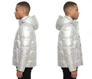 Custom Private Label Metallic Foil Puffer Jacket Men Shiny Silver Winter <b>Bubble</b> <b>Coat</b> Streetwear Unisex Puffer Jacket Bulk Wholes - Product Image 3