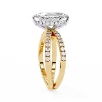 Bague de fiançailles en moissanite taille ovale plaquée or blanc avec halo de pierres latérales, bijoux de mariage pour femme