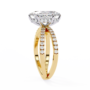 Bague de fiançailles en moissanite taille ovale plaquée or blanc avec halo de pierres latérales, bijoux de mariage pour femme - Product Image 4
