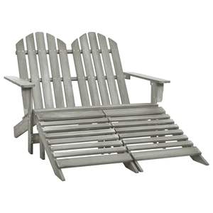 เก้าอี้ adirondack 2-Seater และออตโตมันสีเทาไม้เฟอร์สำหรับเฟอร์นิเจอร์ระเบียง - Product Image 1