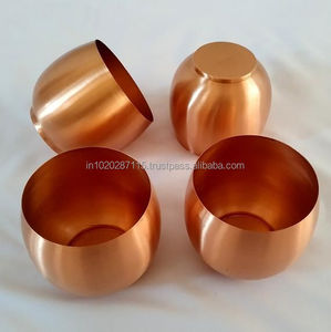 Copper drinking <b>glass</b> with glossy shine and old style look ideal for heritage dining <b>sets</b> or rustic themed decor - Product Image 3