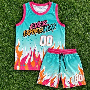 Custom Basketball Uniform Turquoise <b>Orange</b> Flame Sublimation Basketball Jersey <b>Shorts</b> Set Unique Design Custom Print Team Orders - Product Image 4