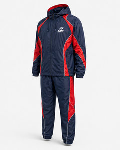 Custom Waffle Embroidered Waterproof Thermal Winter Windbreaker Sporty Tracksuit Set Men Hooded Full Zip Jacket Pants Outdoor - Product Image 5