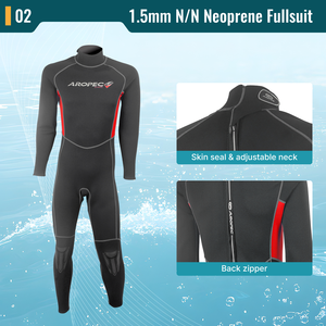 Aropec 1.5mm N/N Neoprene Fullsuit for Tropical Waters - Flexible Back-Zip Diving Wetsuit, Professional OEM/ODM Manufacturer - Product Image 3