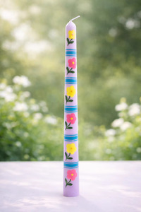 Vela Cónica de Cera de Soja y Abeja Pintada a Mano con Diseño Floral, Decoración para el Hogar sin Humo, para Ocasiones Festivas, Bodas, Regalo de Navidad - Product Image 3