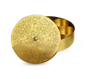 Indian Handmade Pure Brass Spice Box Brass Gold Designer Spice <b>Container</b> Masala Dabba Condiment <b>Food</b> Grade <b>Stackable</b> Detachable - Product Image 5