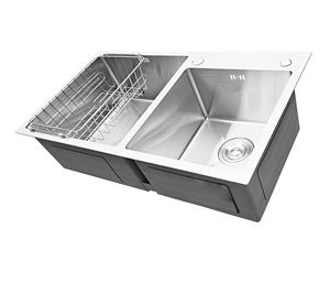 Évier de cuisine double en acier inoxydable 304 de luxe avec surface brossée, prix de gros direct usine du Vietnam - Product Image 3