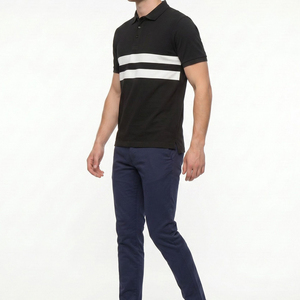 T-shirt en toile tricotée tendance pour homme, manches courtes, couleur unie, coupe ample, imprimé, pour le golf, 100 % coton - Product Image 4