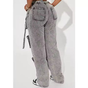 กางเกงคาร์โก้ลำลองผ้าลูกฟูกสำหรับผู้หญิง ทรงบอยเฟรนด์ ระบายอากาศได้ดี มีเชือกผูกเอว สีซีดอ่อน คุณภาพสูง เหมาะสำหรับฤดูใบไม้ร่วง - Product Image 5