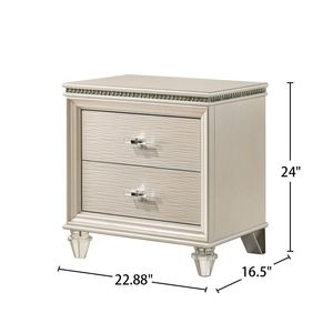 Comodino bianco perla a 2 cassetti con gambe in acrilico - Product Image 3