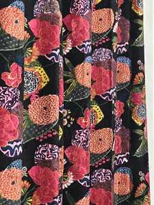 Vintage Style Cotton Velvet Curtain Black Fruit Print Boho Drapes Home Decor Luxury Cotton Velvet Style - Product Image 6