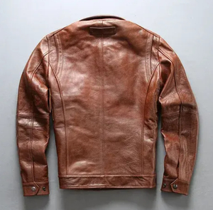Custom Unisex Genuine Leather <b>Jacket</b> for <b>Men</b> 2026 Wholesale Vintage Style Breathable Coated Fabric ODM Supply - Product Image 5