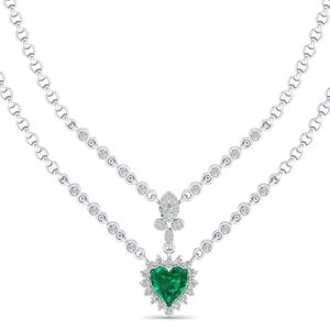 REYES Precio de Fábrica Collar con Colgante de Plata de Ley 925 con Esmeralda de Corte Corazón de 3.5Ct, Regalo de Boda, Joyería Fina - Product Image 2