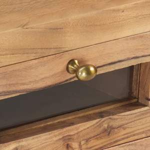 ตู้วางทีวีไม้สักเนื้อแข็งพร้อมขาตั้งทีวีเหล็กเคลือบสีฝุ่นลายไม้ธรรมชาติ - Product Image 6