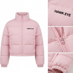 Women Streetwear <b>Cropped</b> <b>Puffer</b> <b>Jacket</b> Solid Pink Color <b>Puffer</b> Winter Fashion Outerwear Full Zip <b>Jacket</b> Wholesale Manufacturer - Product Image 4