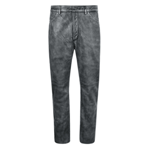 Pantalon en cuir vert délavé pour homme, taille haute, coupe droite, style décontracté, finition délavée au sable - Product Image 5