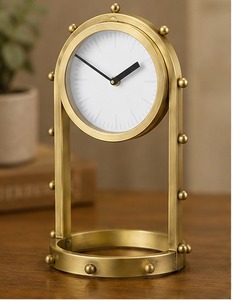 Modern Minimalist <b>Wall</b> <b>Clock</b> Mechanical Movement Hourly <b>Chiming</b> Silent Gold Finish Metal - Product Image 5