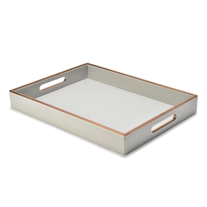 White Leather Serving Tray Rectangular Decorative Storage Organizer Tray Premium Coffee <b>Table</b> Ottoman <b>Vanity</b> Kitchen Hotel Home - Product Image 1
