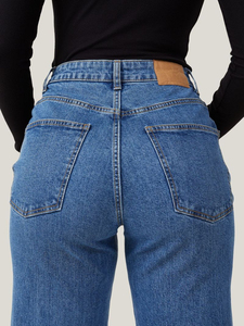 Jean large extensible respirant bleu 2026, coupe ajustée, grande taille, design personnalisé, OEM, pour femme, prix de gros - Product Image 3