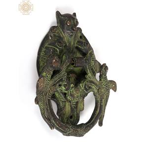 Heurtoir de porte de chauve-souris fait à la main de 6 pouces avec anneau de heurtoir de paon comme objet décoratif pour la maison - Product Image 2
