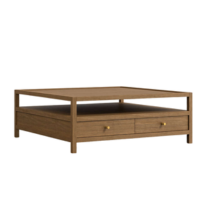 Mesa de Centro Moderna de Estilo Mid-Century, Cuadrada, de Madera de Teca, con Cajón de Almacenamiento, Minimalista, para Sala de Estar, Mueble de Hotel - Product Image 1