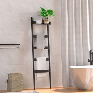 Scaffale a 5 livelli in bambù per coperte, porta asciugamani decorativo da bagno, porta coperte e sciarpe con spazio per riporre coperte e asciugamani - Product Image 5