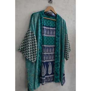 ชุดกิโมโนผ้าไหมทำมือสำหรับผู้หญิง ชุดนอนสั้นพิมพ์ลาย ชุดคลุมเจ้าสาวสุดหรู ชุดนอน - Product Image 2